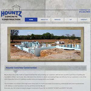 Screen capture of Hountz Concrete website