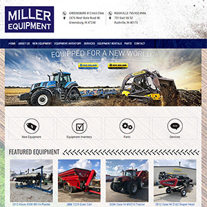 Screen capture of Miller Equipment website