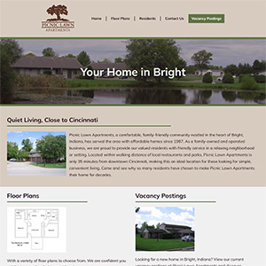 Screen capture of Picnic Lawn Apartments website