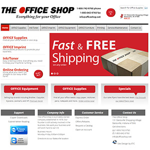 Screen capture of The Office Shop website