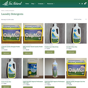 Screen capture of Toni Natural Products website