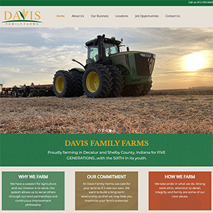 Screen capture of Davis Family Farms website