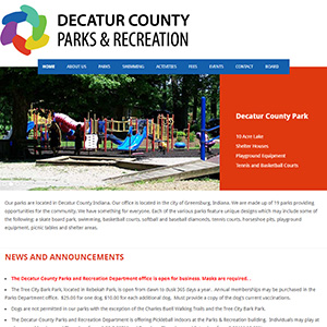Screen capture of Decatur County Parks and Recreation website