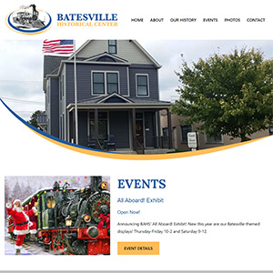Screen capture of Batesville Historical Center website