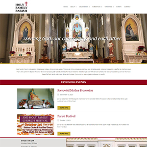 Screen Capture of Holy Family Parish website