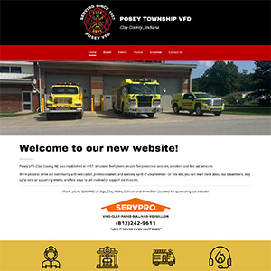 Screen capture of Posey Township Volunteer Fire Department website