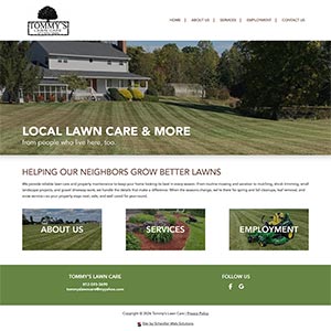 Screen capture of Tommy's Lawn Care website