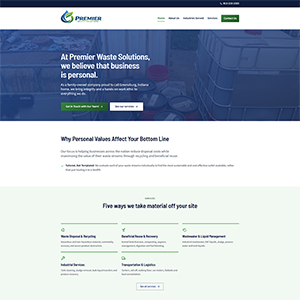 Screen capture of Premier Waste Solutions website